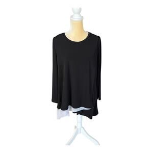 IC by Connie K Black Boxy Asymmetrical Tunic Top White Size Large